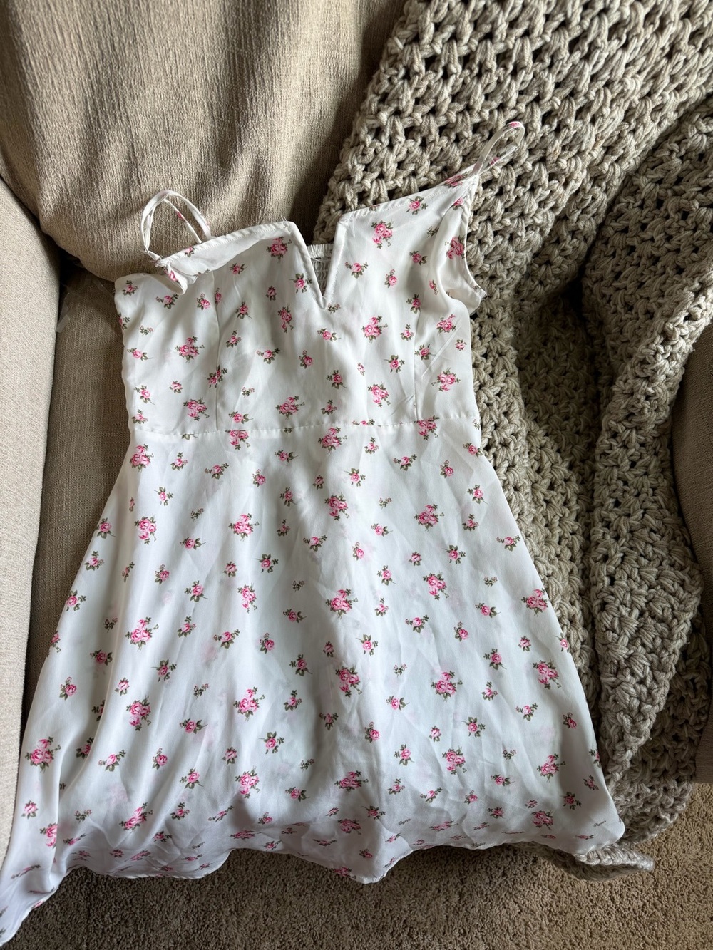 Rue21 White Slip Dress with Pink Floral Print